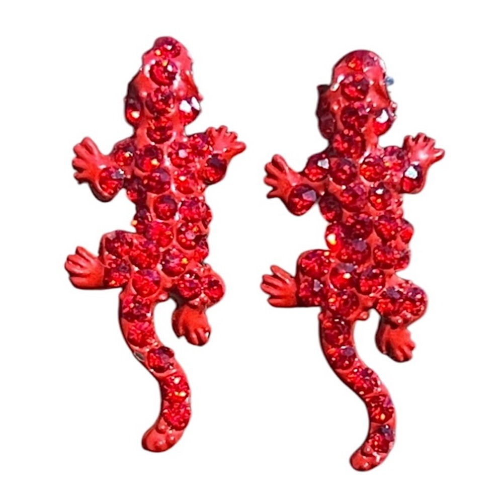 - Red Gecko Salamander Gemstone Earrings! NEW!